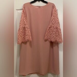 a new day Lace Sleeve Midi Dress in Blush